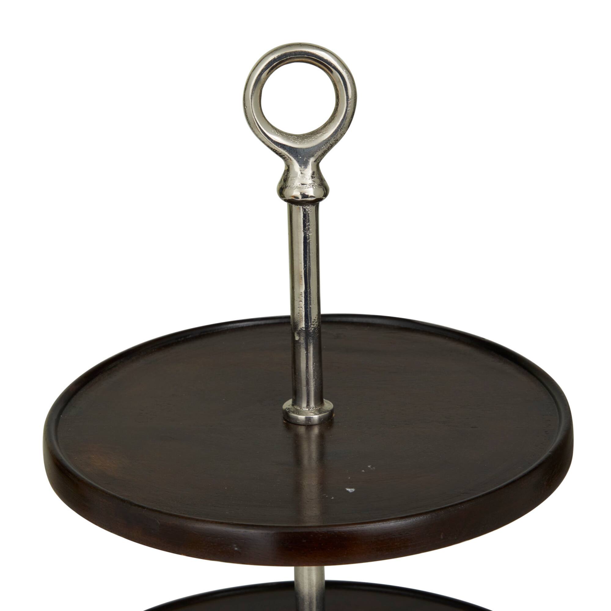 18" Dark Brown Mango Wood 2 Tiered Server